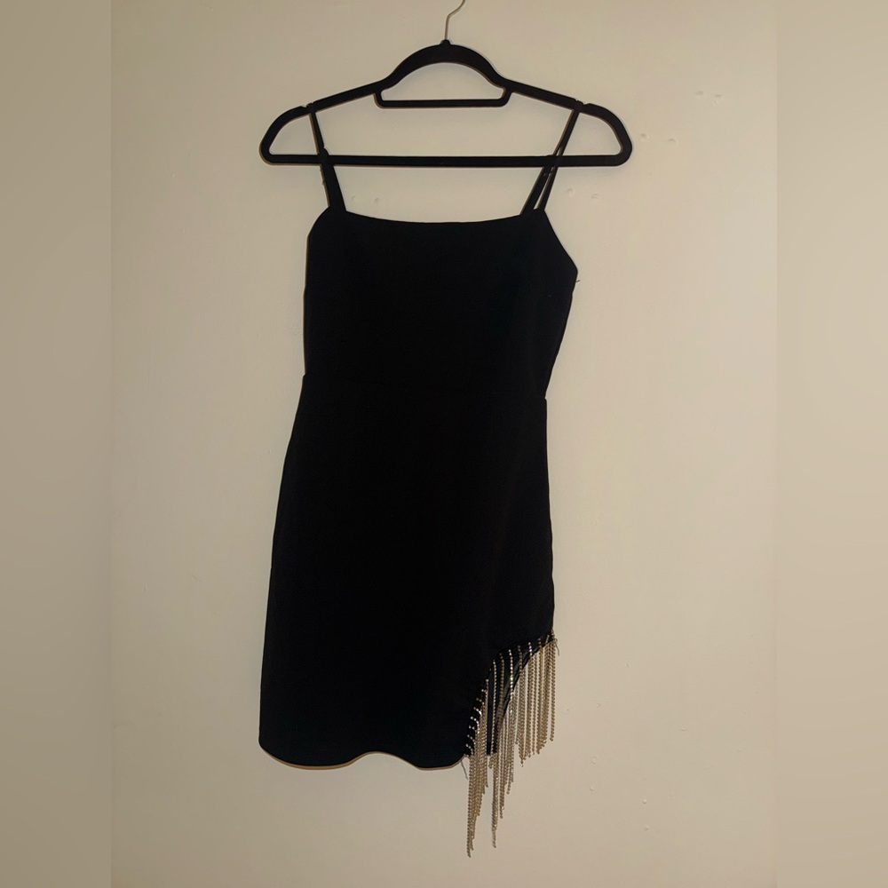 Windsor Black Dress with Fringe Accent